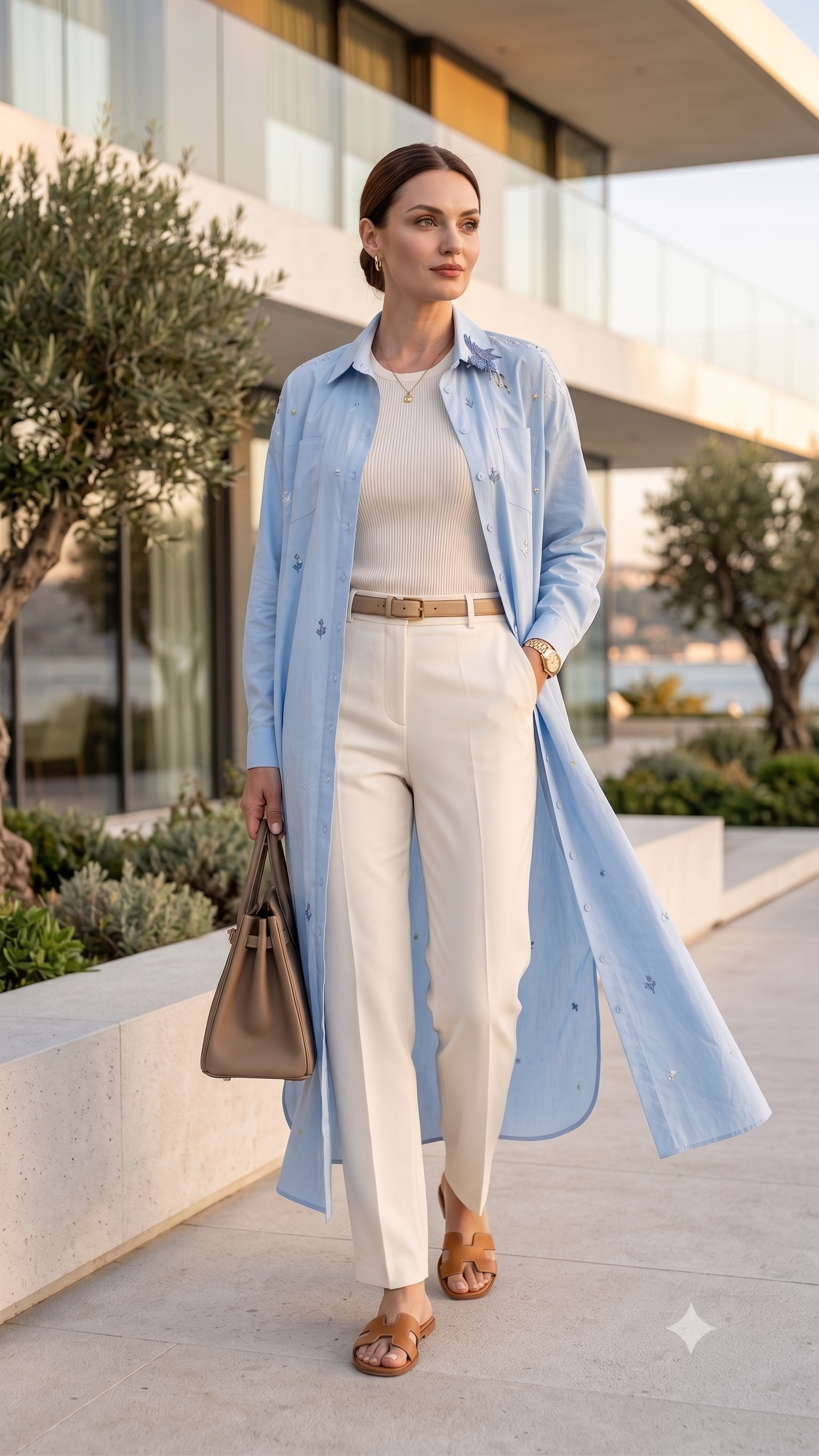 Hand-Embroidered Premium Cotton Shirt Dress