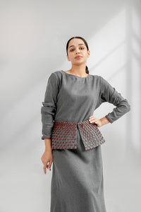 Wool dress with leather belt