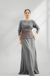 Wool dress with leather belt