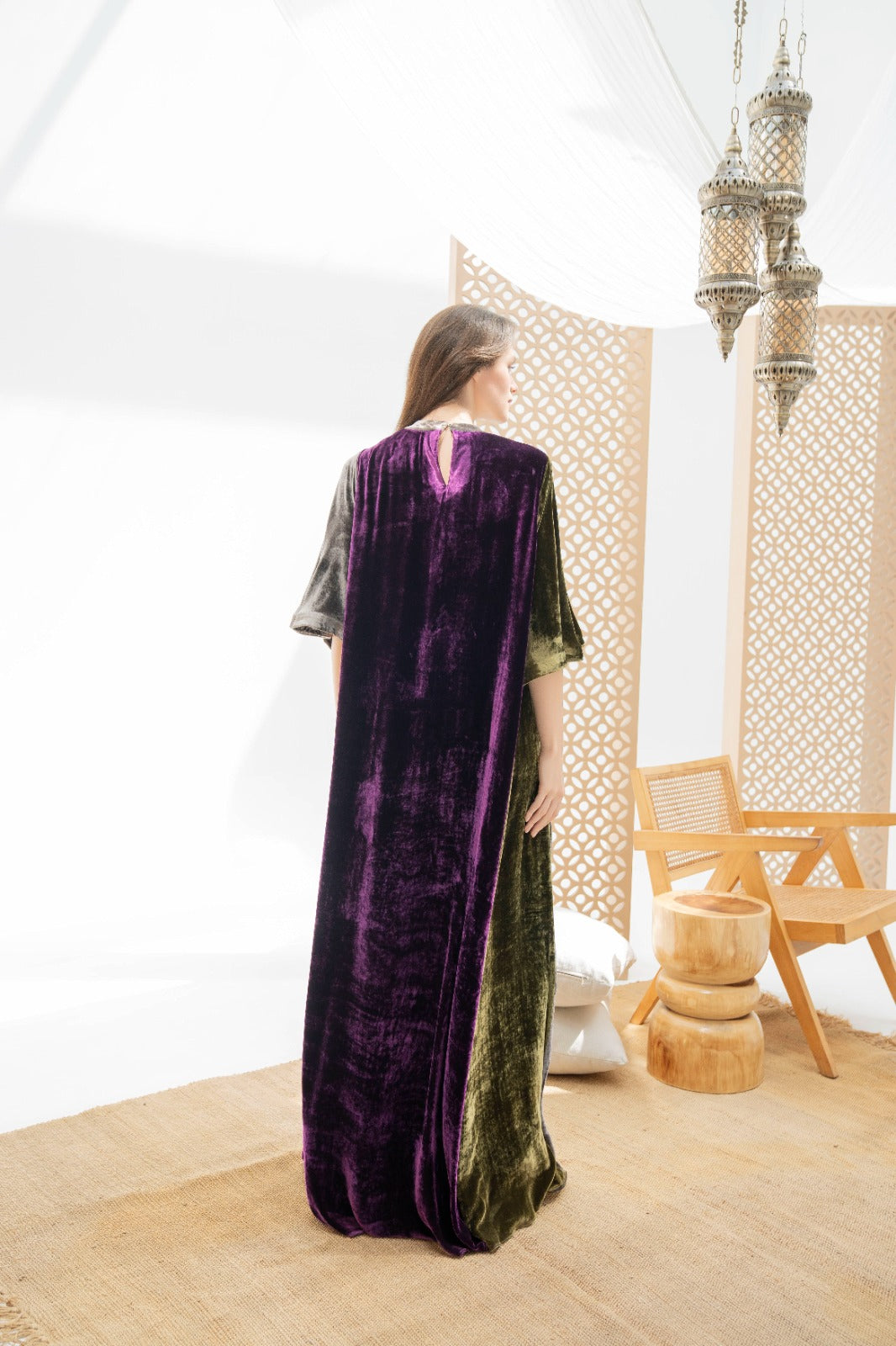 Luxe Tri-Tone Velvet Abaya