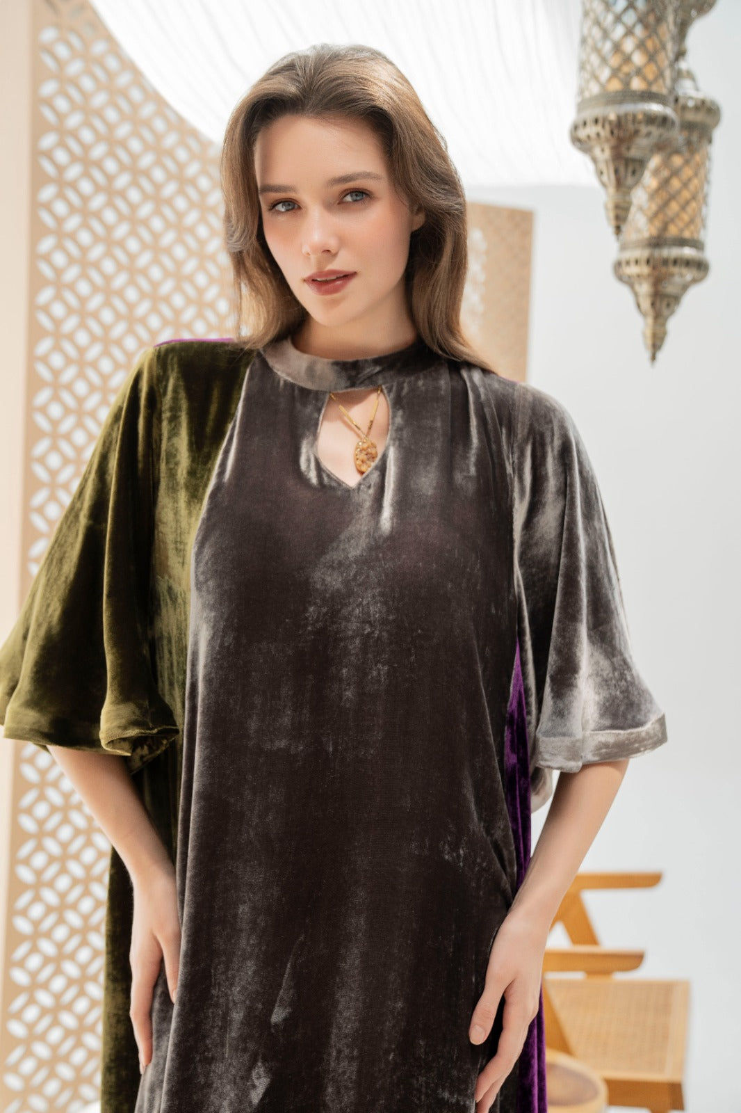 Luxe Tri-Tone Velvet Abaya