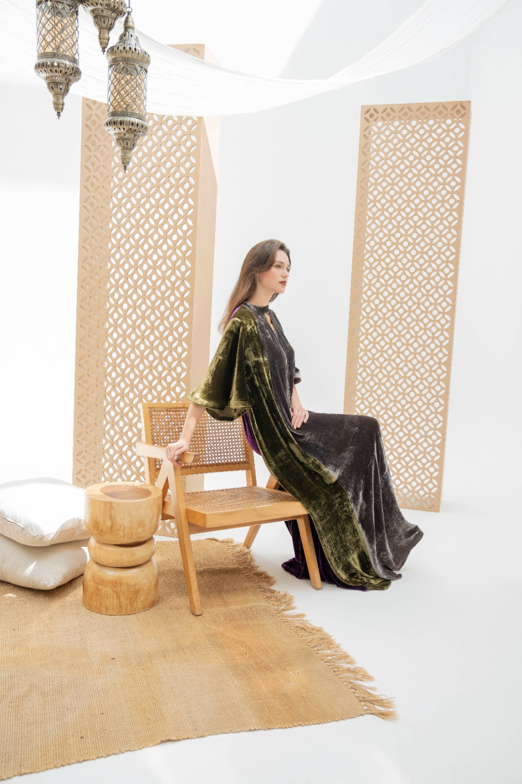 Luxe Tri-Tone Velvet Abaya