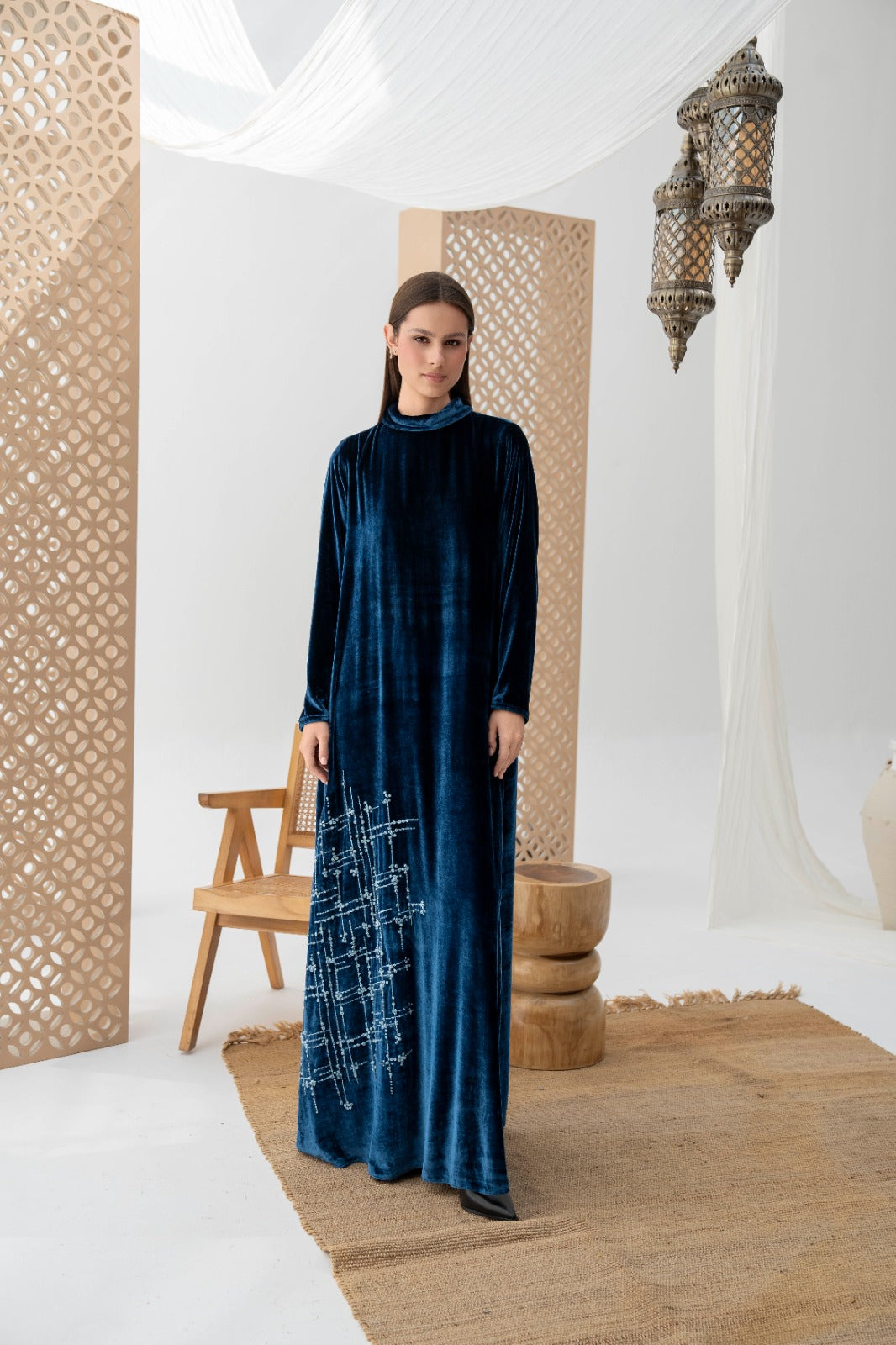 Royal  Embroidered Velvet Maxi