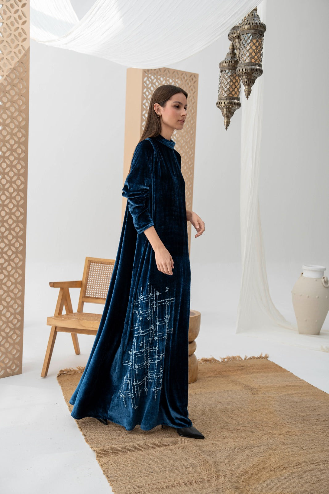 Royal  Embroidered Velvet Maxi