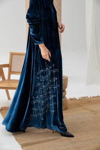 Royal  Embroidered Velvet Maxi