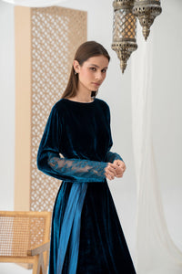 Lace-Trimmed Velvet Abaya