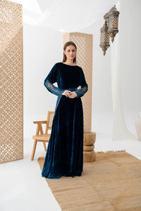Lace-Trimmed Velvet Abaya