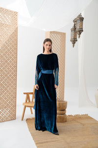Lace-Trimmed Velvet Abaya