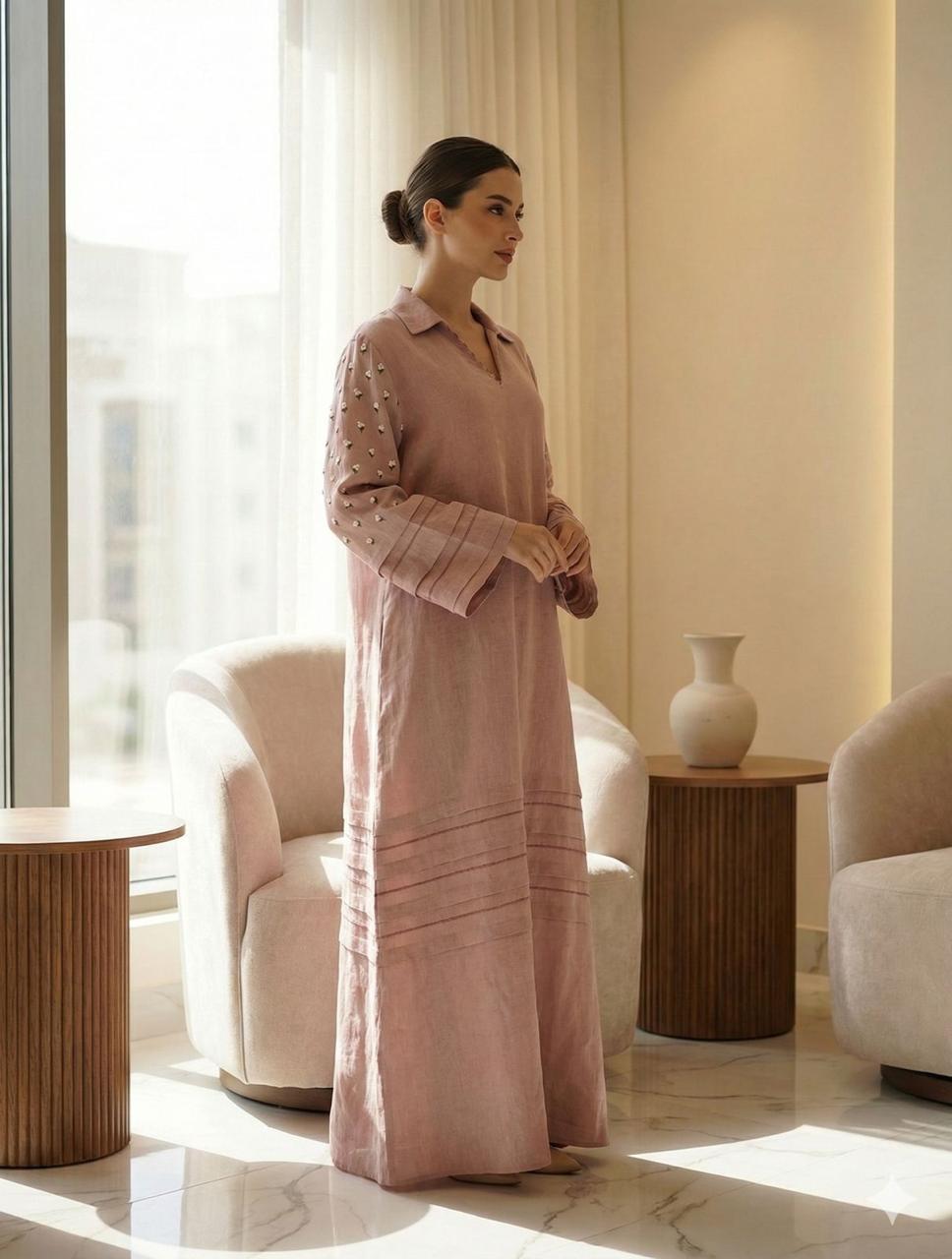 Pearled Linen Kaftan