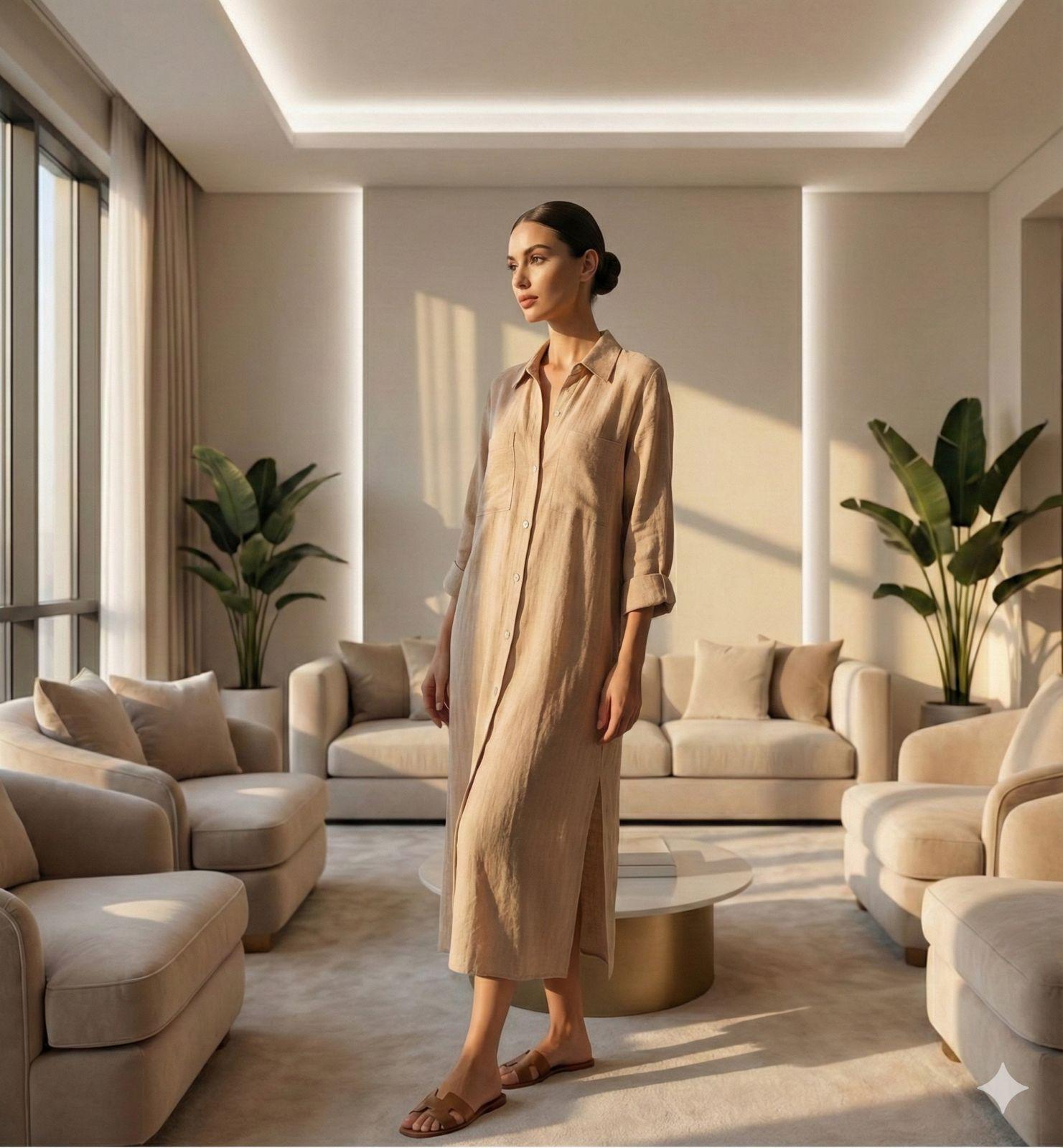 Minimalist Linen Shirt Dress