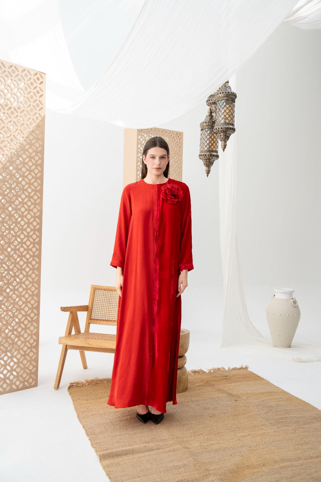 Velvet Floral Accent Kaftan