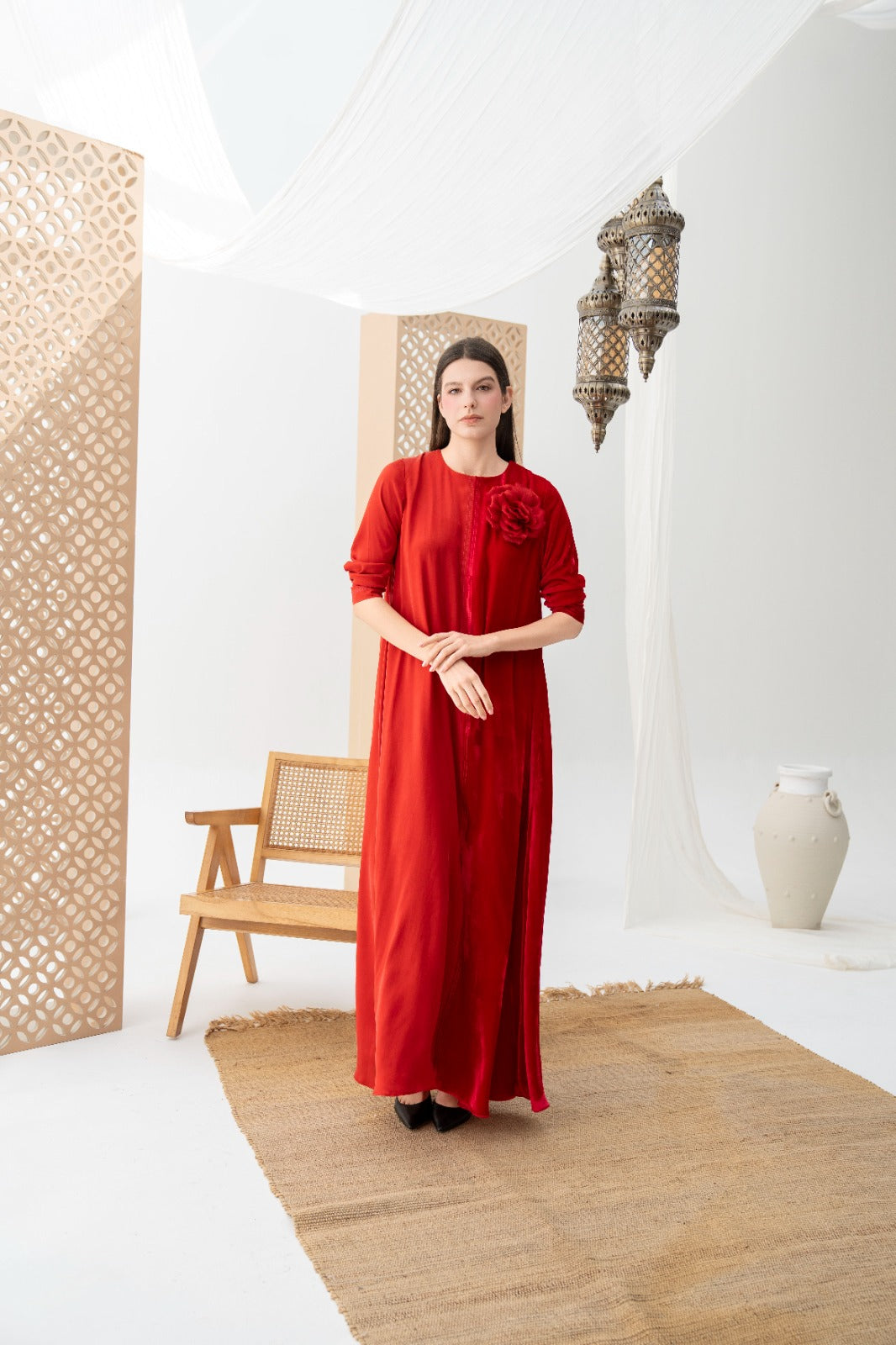 Velvet Floral Accent Kaftan