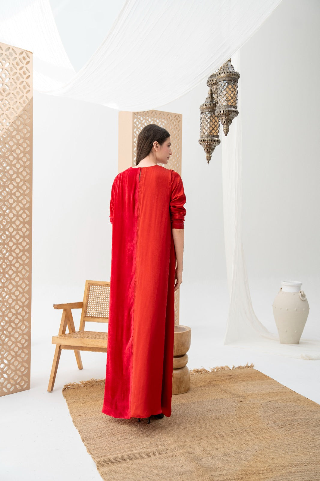 Velvet Floral Accent Kaftan