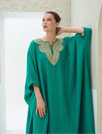 The Emerald Silk Embroidered Kaftan