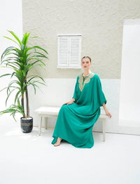 The Emerald Silk Embroidered Kaftan