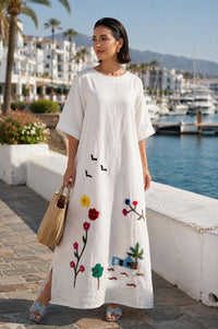 Hand-Embroidered Natural Line