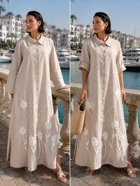 Artisan Flora Linen Dress